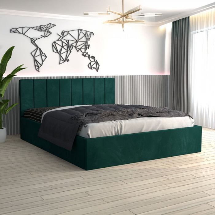 Pat Sorin Tapițat din Catifea cu Saltea 140x200 cm 20cm grosime [1]