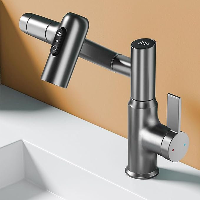 Robinet Rotativ Gri, S01, cu afișaj digital pentru apă caldă și rece, design cu braț mecanic, rotație tridimensională  la 1080° [3]