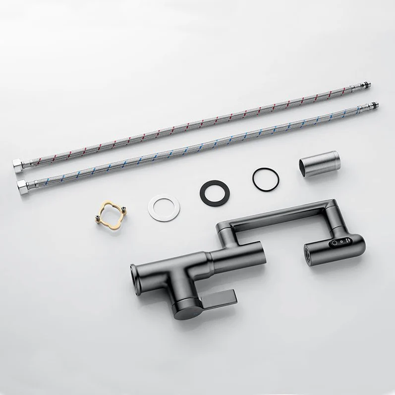 Robinet Rotativ Gri, S01, cu afișaj digital pentru apă caldă și rece, design cu braț mecanic, rotație tridimensională  la 1080° [9]