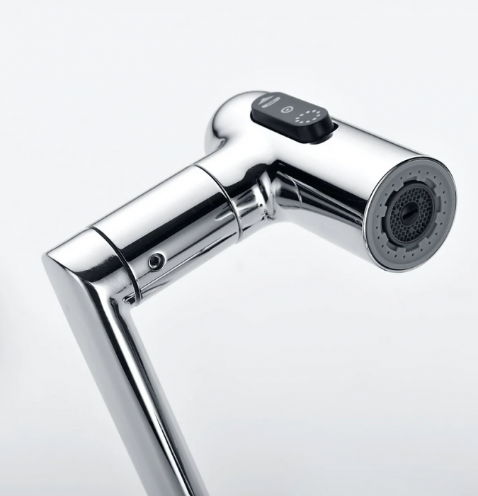 Robinet Rotativ Silver, S01, cu afișaj digital pentru apă caldă și rece, design cu braț mecanic, rotație tridimensională  la 1080° [6]
