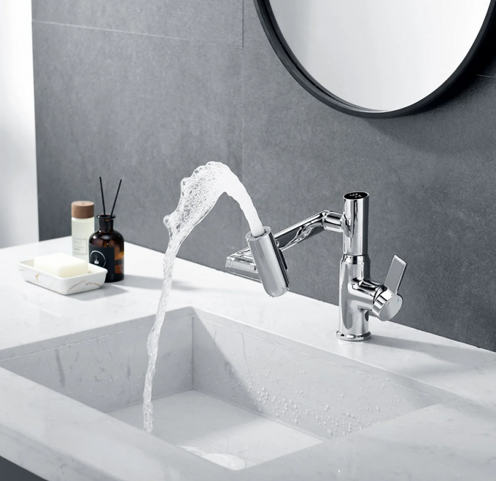 Robinet Rotativ Silver, S01, cu afișaj digital pentru apă caldă și rece, design cu braț mecanic, rotație tridimensională  la 1080° [3]