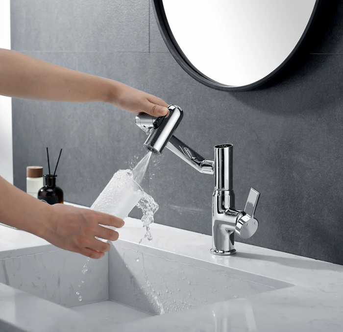 Robinet Rotativ Silver, S01, cu afișaj digital pentru apă caldă și rece, design cu braț mecanic, rotație tridimensională  la 1080° [5]