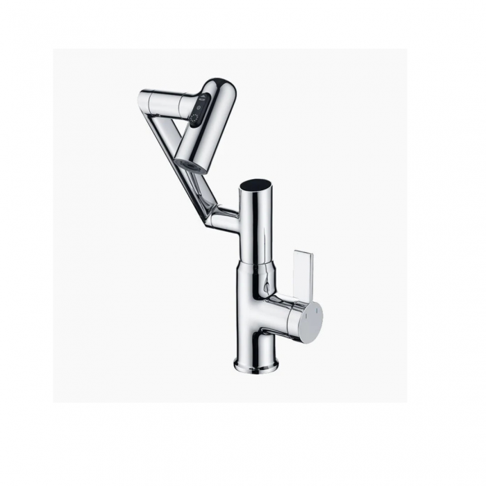 Robinet Rotativ Silver, S01, cu afișaj digital pentru apă caldă și rece, design cu braț mecanic, rotație tridimensională  la 1080° [1]