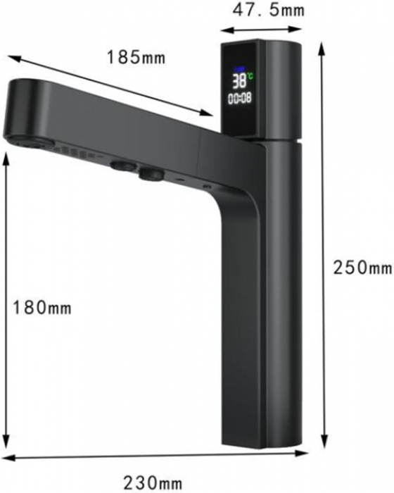 Robinet S98, Afisaj Digital Al Temperaturii, Culoare Negru [4]