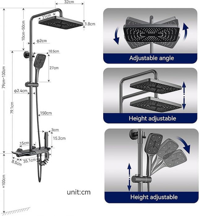 Set coloana dus S21, display digital, afisare temperatura, 4 functii integrate [6]