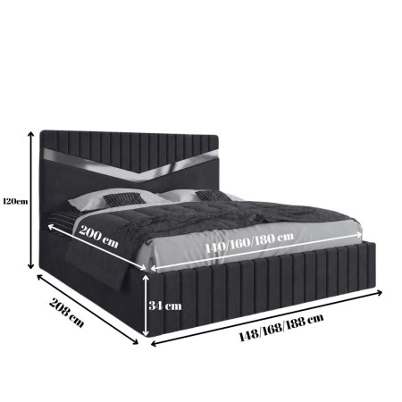 Set Mobila De Dormitor Royal Verde, pat tapitat 180x200cm, dulap tapitat 250cm, 2 noptiere si saltea 180x200cm [3]