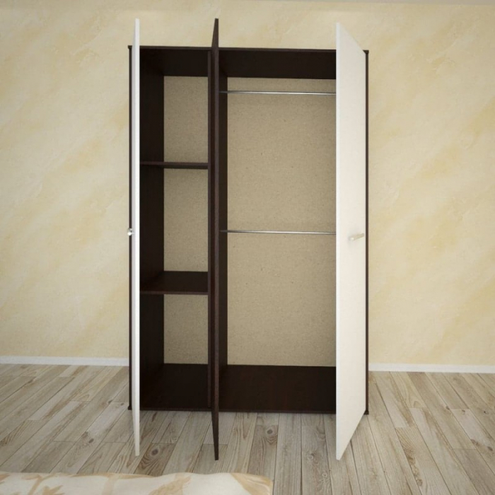Set Mobila De Dormitor Hera Wenge/Alb, pat 160x200cm,  dulap cu oglinda 124x187cm, noptiere , saltea inclusa [3]
