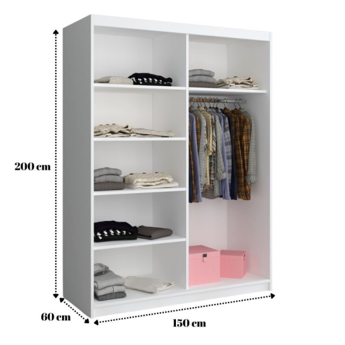 Set Mobila De Dormitor Clio Verde, pat tapitat Verde 160x200cm, dulap tapitat 150cm, 2 noptiere si saltea 160x200cm [2]