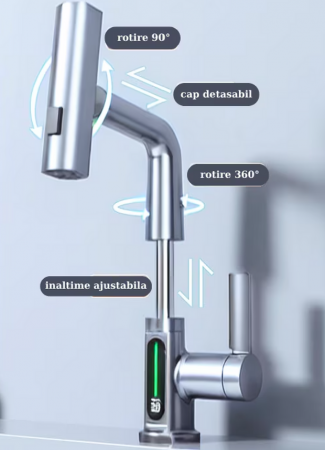 Baterie Chiuveta Cu Ecran Digital, Racord 35 mm, 30 x 20 cm S02-Gri [2]