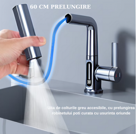 Baterie Chiuveta Cu Ecran Digital, Racord 35 mm, 30 x 20 cm S02-Negru [6]