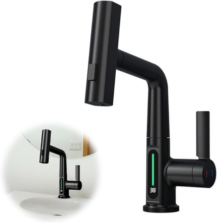 Baterie Chiuveta Cu Ecran Digital, Racord 35 mm, 30 x 20 cm S02-Negru [2]