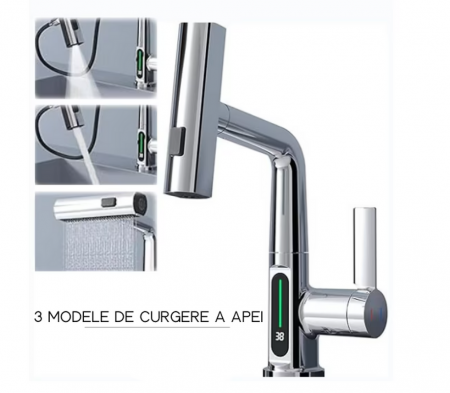 Baterie Chiuveta Cu Ecran Digital, Racord 35 mm, 30 x 20 cm S02-Negru [5]