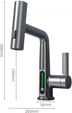 Baterie Chiuveta Cu Ecran Digital, Racord 35 mm, 30 x 20 cm S02-Negru [3]