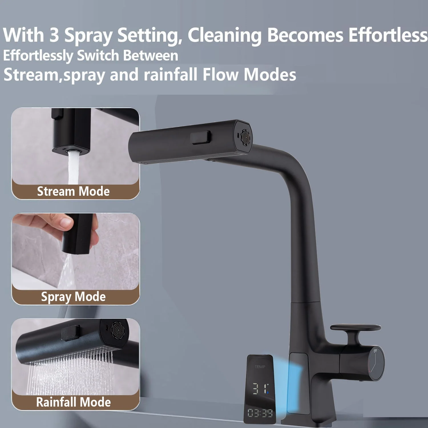 Baterie Lavoar Cu Ecran Digital, S05, Negru, 3 moduri spalare [7]