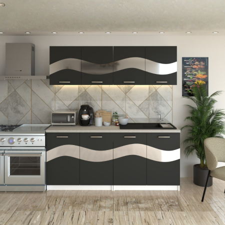 BUCATARIE - Bucatarie Armonia Gri  ( Silver ) 200CM LUNGIME