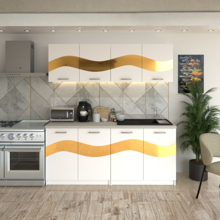 BUCATARIE - Bucatarie Armonia Alb  ( Gold ) 180CM LUNGIME
