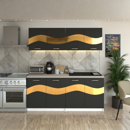 BUCATARIE - Bucatarie Armonia Gri ( Gold ) 180CM LUNGIME