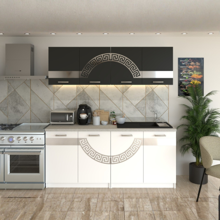 BUCATARIE - Bucatarie Verona Alb cu Gri  ( Silver ) 180CM LUNGIME