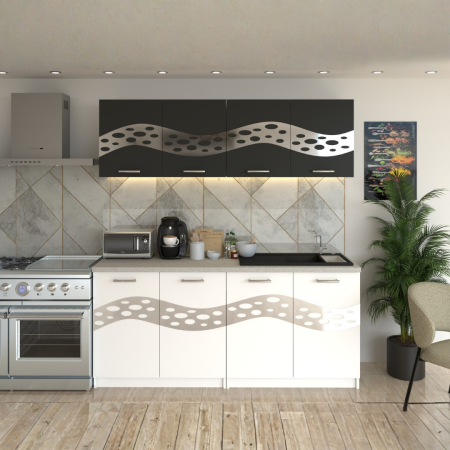 BUCATARIE - Bucatarie Melissa Gri cu Alb ( Silver ) 180CM Lungime