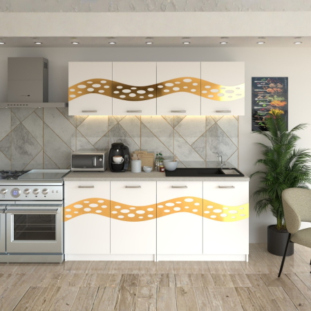 BUCATARIE - Bucatarie Melissa Alb ( Gold ) 200CM LUNGIME