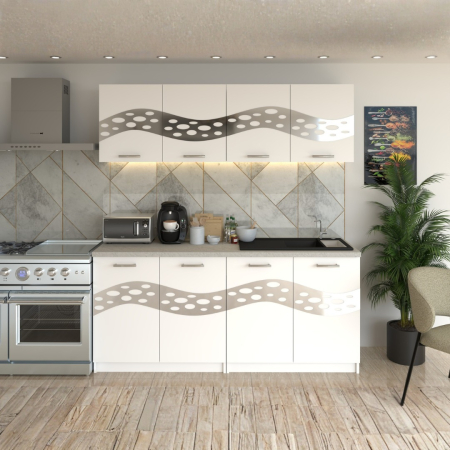 BUCATARIE - Bucatarie Melissa Alb ( Silver ) 180CM LUNGIME