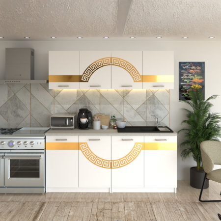 BUCATARIE - Bucatarie Verona Alb ( Gold ) 200CM LUNGIME