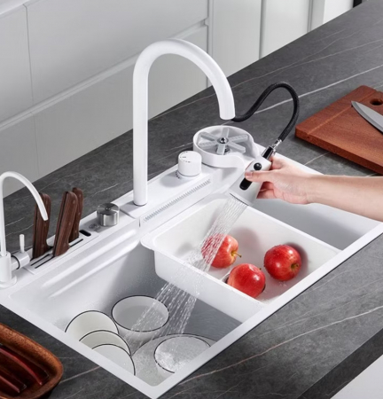 Chiuveta Bucatarie Multifunctionala Aquos Alb [2]