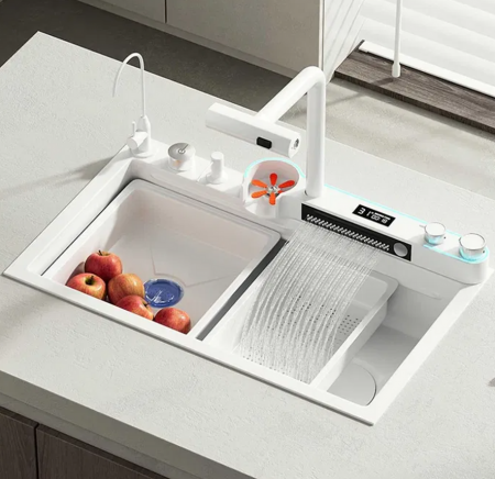 Chiuveta Bucatarie Multifunctionala Glimma, Culoare Alb, Otel Inoxidabil [2]