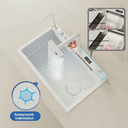 Chiuveta Bucatarie Multifunctionala Glimma, Culoare Alb, Otel Inoxidabil [8]