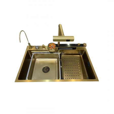 BUCATARIE - Chiuveta Bucatarie Multifunctionala Glimma, Culoare Gold, Otel Inoxidabil