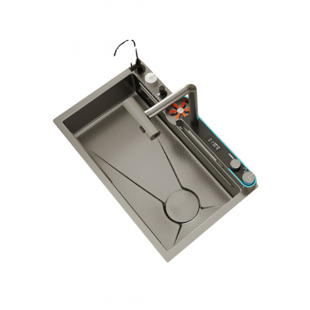 BUCATARIE - Chiuveta Bucatarie Multifunctionala Glimma, Culoare Gri, Otel Inoxidabil