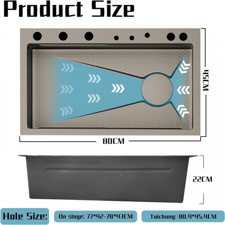 Chiuveta Bucatarie Multifunctionala Glimma, Culoare Gri, Otel Inoxidabil [12]