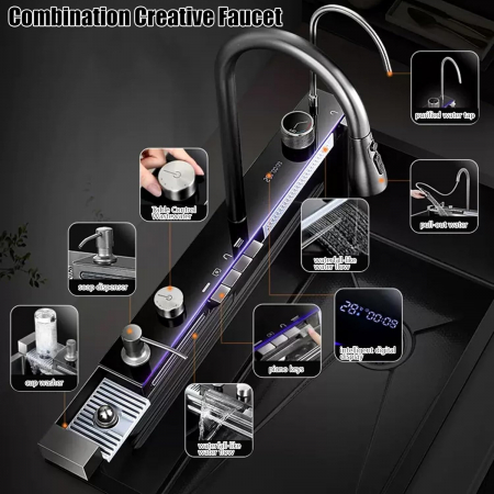 Chiuveta Bucatarie Multifunctionala Riva Gri Deschis [2]