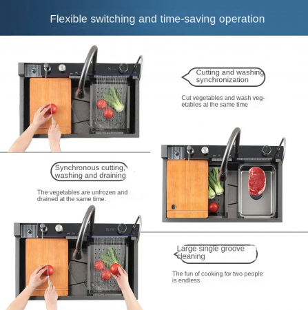 Chiuveta Bucatarie Multifunctionala Riva Gri Deschis [5]