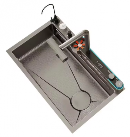 Chiuveta Bucatarie Multifunctionala Glimma, Culoare Gri, Otel Inoxidabil [8]