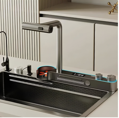 Chiuveta Bucatarie Multifunctionala Glimma, Culoare Gri, Otel Inoxidabil [4]