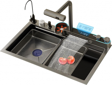 Chiuveta Bucatarie Multifunctionala Glimma, Culoare Gri, Otel Inoxidabil [7]