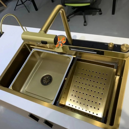 Chiuveta Bucatarie Multifunctionala Glimma, Culoare Gold, Otel Inoxidabil [2]