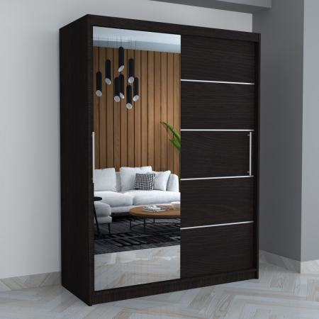 Dulapuri / Dressinguri - Dulap A09 Wenge cu Oglinda, 150cm Lungime