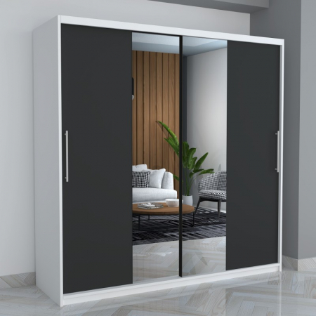 Dulapuri / Dressinguri - Dulap B02 Alb/Gri 200CM Lungime