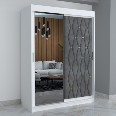 Dulapuri / Dressinguri - Dulap Eric Usa Tapitata Cu Oglinda, 150x210x61cm