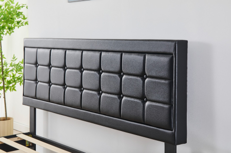 Pat Malaga Complet Tapitat Catifea, Culoare Negru, 160x200cm, Saltea Ortopedica 20cm inclusa [3]