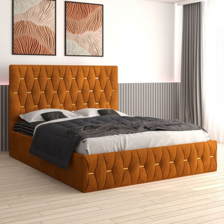 Pat Eric  Tapițat din Catifea cu Saltea 180x200 cm 20cm grosime [2]