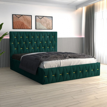 Pat Eric  Tapițat din Catifea cu Saltea 180x200 cm 20cm grosime [4]