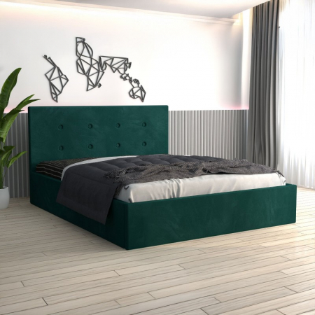 Paturi - Pat Filip Tapițat din Catifea cu Saltea 140x200 cm 20cm grosime