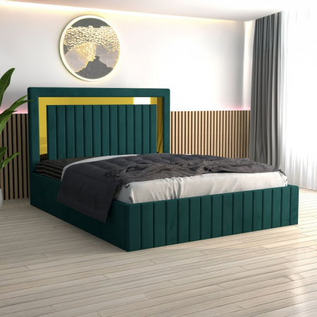 Paturi - Pat Ianis Tapițat din Catifea cu Saltea 160x200 cm 20cm grosime