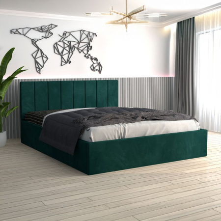 Paturi - Pat Sorin Tapițat din Catifea cu Saltea 160x200 cm 20cm grosime