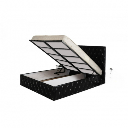 Pat Complet Tapitat Otto Negru 160x200cm Cu Saltea 160x200cm [1]