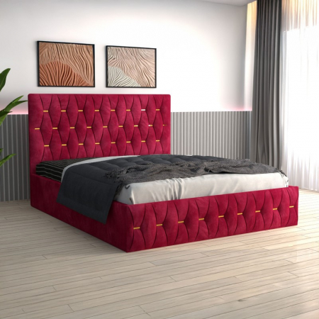 Paturi - Pat Eric  Tapițat din Catifea cu Saltea 140x200 cm 20cm grosime