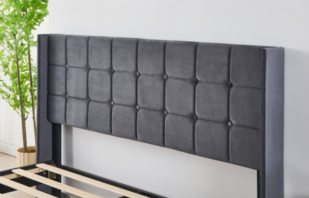 Pat Barcelona Complet Tapitat Catifea, Culoare Gri Inchis, 160x200cm [2]